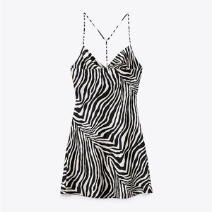 Zara Zebra Print Satin Mini Dress size medium